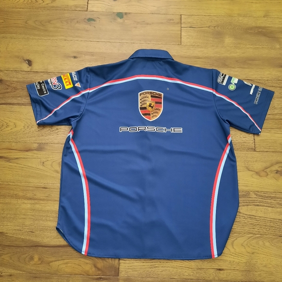 Jango Sportswear Porsche Racing Style Short Sleeve Button Up Shirt - Picture 8 of 10